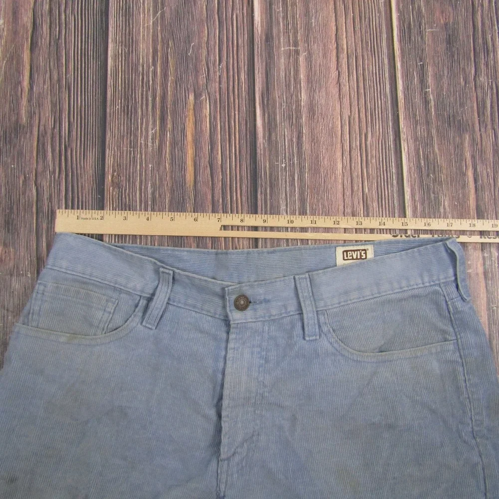 Levi's Corduroy Cut Off Shorts Mens W34 Blue 514 Slim Straight Raw Hem